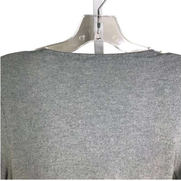 Three Dots Sweater Womens Size XS Gray Wrap Front‎ Tie Long Sleeve Scoopneck - Picture 4 of 8